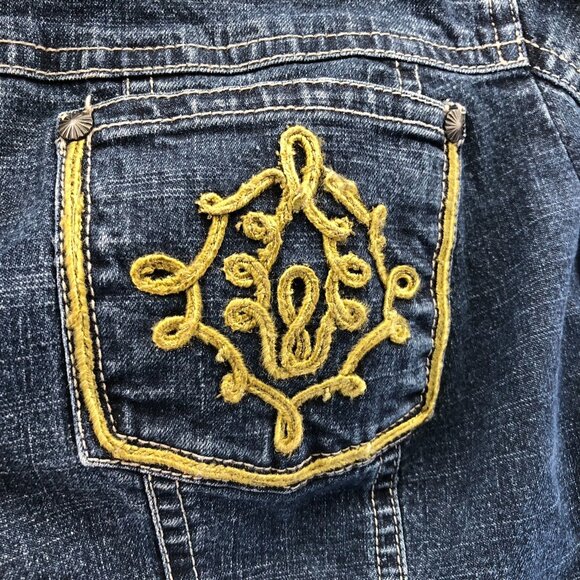 Metrostyle Womens Jean Jackeet Size 14 Collared Button Up Blue Denim Jacket Y2K - Picture 13 of 16